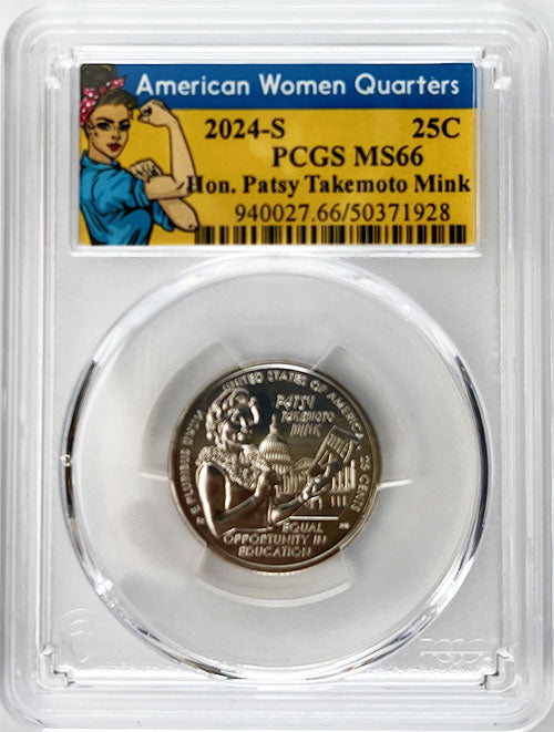 2024 PCGS Certified American Women Quarter Hon. Patsy Takemoto Mink Rosie Label - back