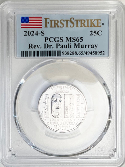 2024 PCGS Certified American Women Quarter Rev. Dr. Pauli Murray First Strike Label - back