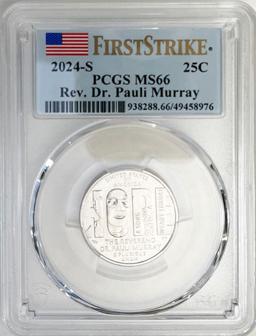 2024 PCGS Certified American Women Quarter Rev. Dr. Pauli Murray First Strike Label - back