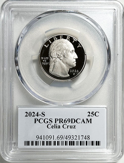 2024 PCGS Certified American Women Quarter Celia Cruz with Stephanie Sabin Label - front