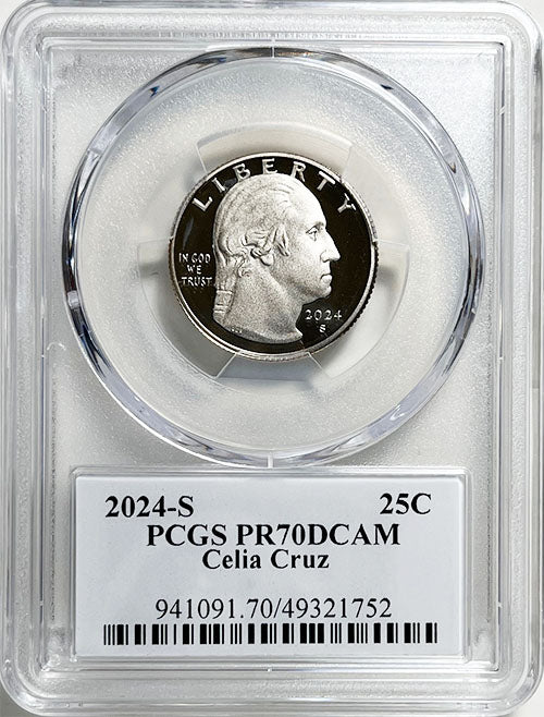 2024 PCGS Certified American Women Quarter Celia Cruz with Stephanie Sabin Label - front