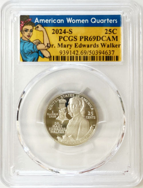 2024 PCGS Certified American Women Quarter Dr. Mary Edwards Walker Rosie Label - back
