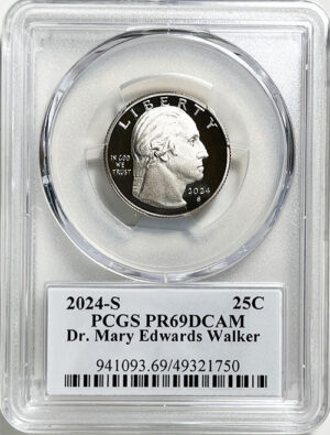 2024 PCGS Certified American Women Quarter Dr. Mary Edwards Walker with Stephanie Sabin Label - front