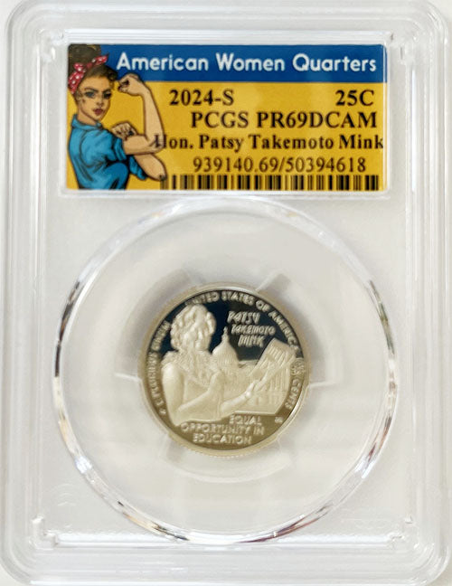 2024 PCGS Certified American Women Quarter Hon. Patsy Takemoto Mink Rosie Label - back