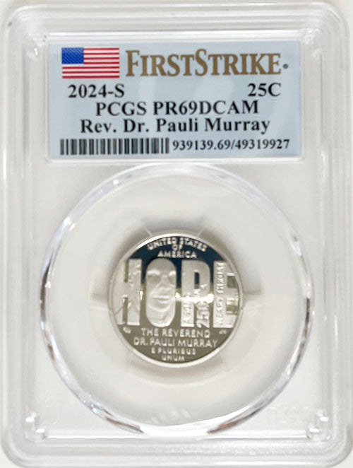 2024 PCGS Certified American Women Quarter Rev. Dr. Pauli Murray First Strike Label - back