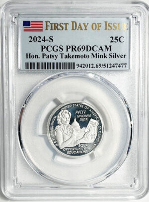 2024 PCGS Certified American Women Quarter Hon. Patsy Takemoto Mink First Day of Issue Label - back