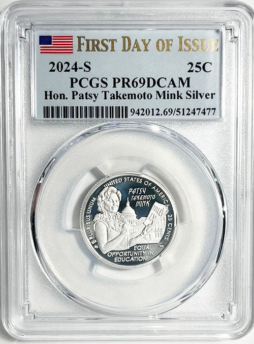 2024 PCGS Certified American Women Quarter Hon. Patsy Takemoto Mink First Day of Issue Label - back