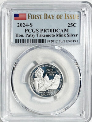 2024 PCGS Certified American Women Quarter Hon. Patsy Takemoto Mink First Day of Issue Label - back