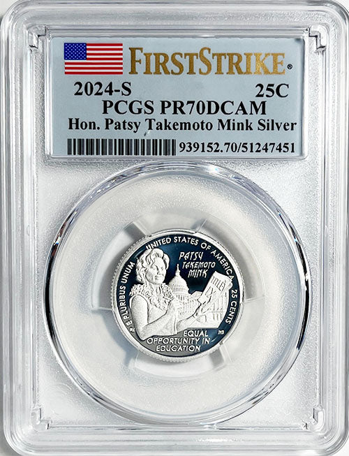 2024 PCGS Certified American Women Quarter Hon. Patsy Takemoto Mink First Strike Label - back